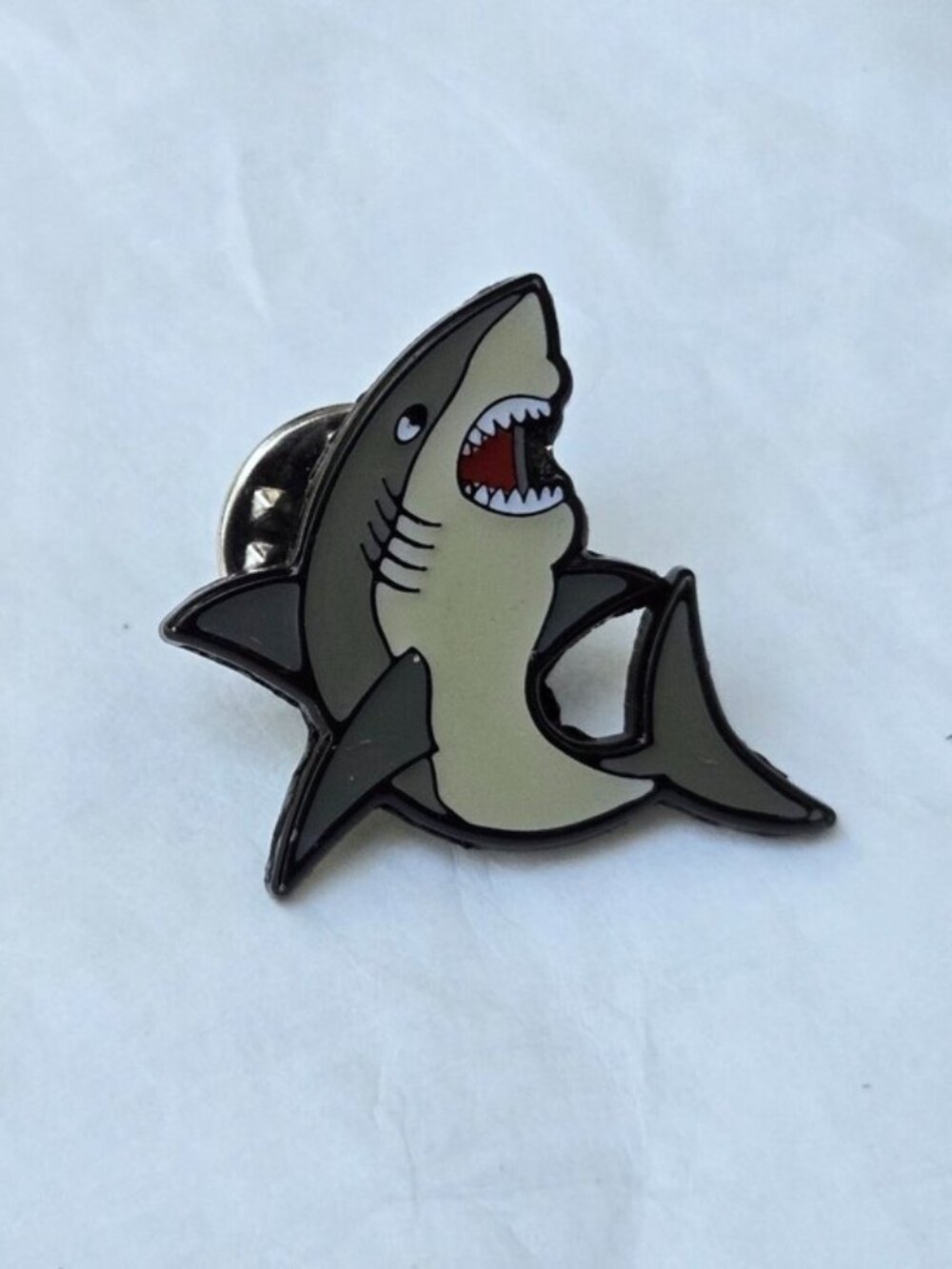 Shark Lapel Pin Figural Shark Week Souvenir Pinback Fashion Costume Jewelry Vtg